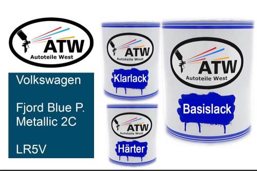 Volkswagen, Fjord Blue P. Metallic 2C, LR5V: 1L Lackdose + 1L Klarlack + 500ml Härter - Set, von ATW Autoteile West.